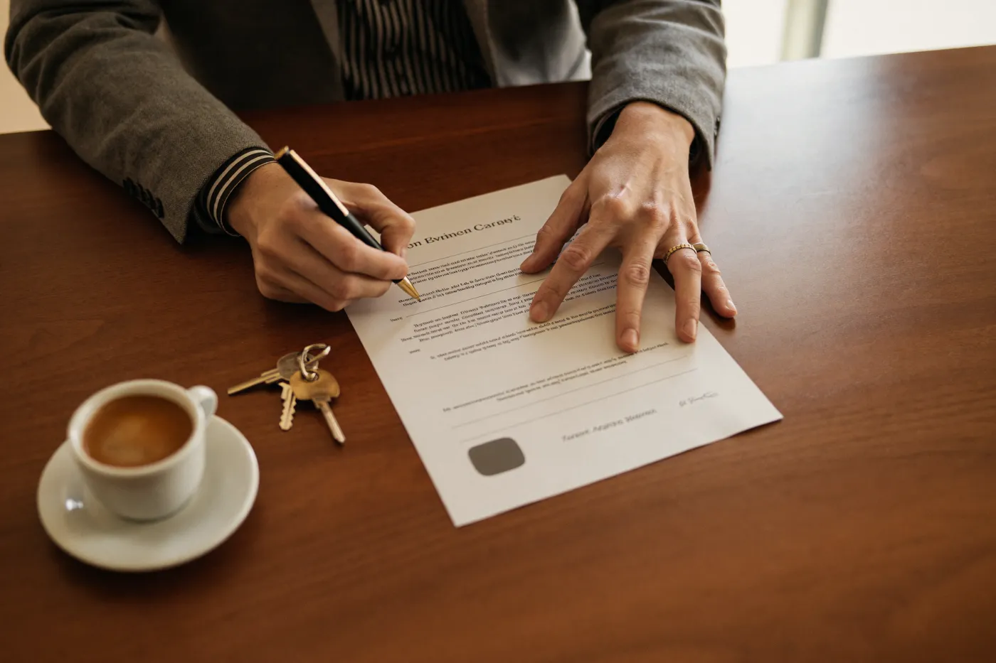 Signing the rental contract